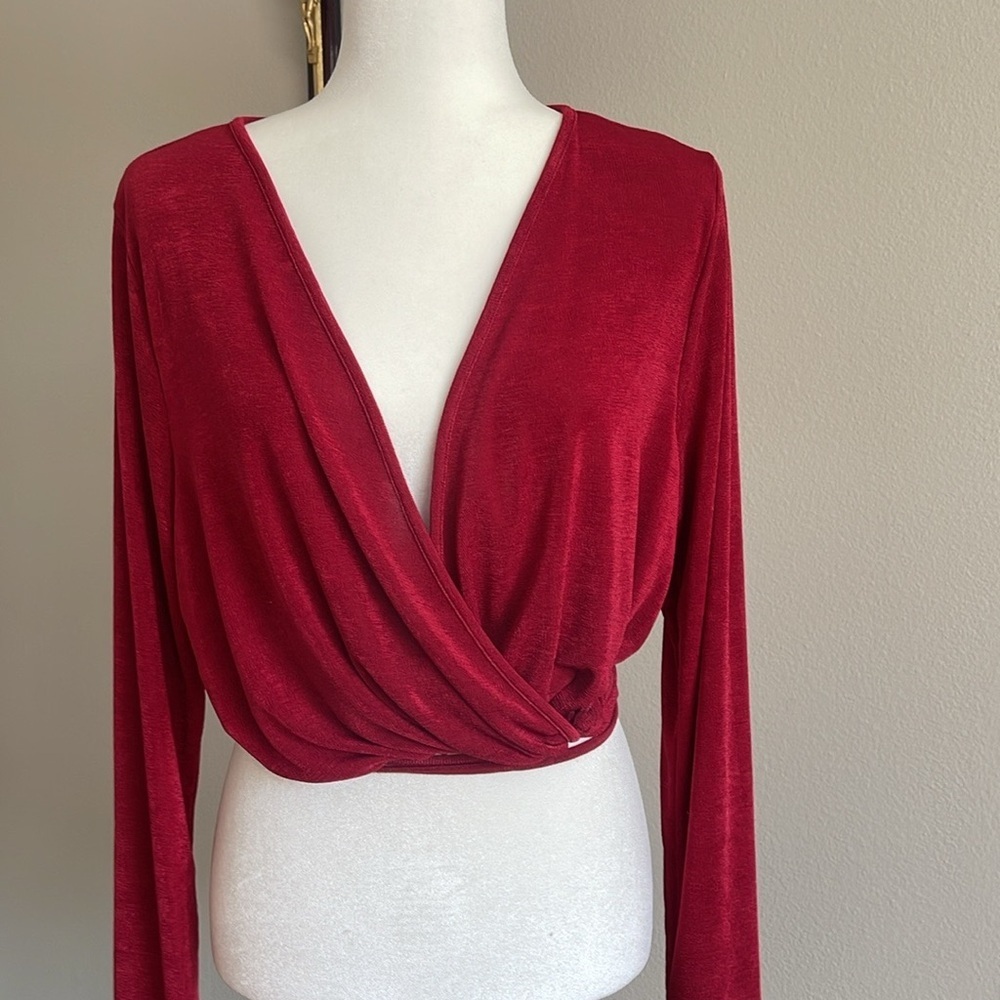 NEW Red Wrap Top Size 1X